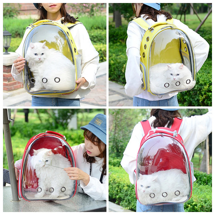 Cat Carrying Bag Space Pet Backpack Breathable Portable Transparent Backpack Puppy Dog Transport Carrier Space Capsule Bag Pets