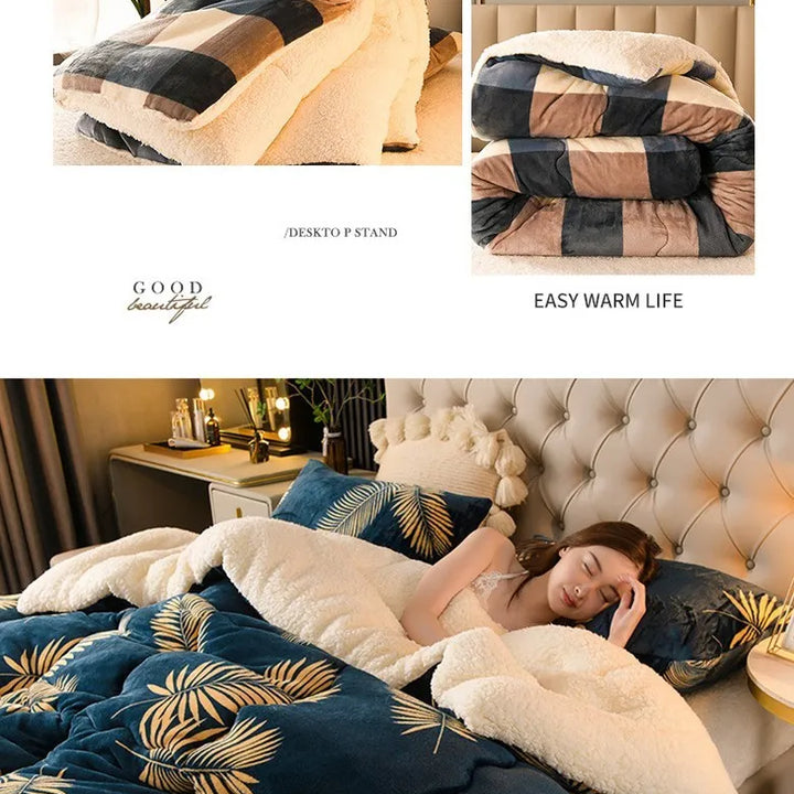 Winter Bedding Thick Quilt Blanket Thickened Warm Flannel Fleece Comforter for Cold Nights Set Bed Duvets Quilts the Blankets