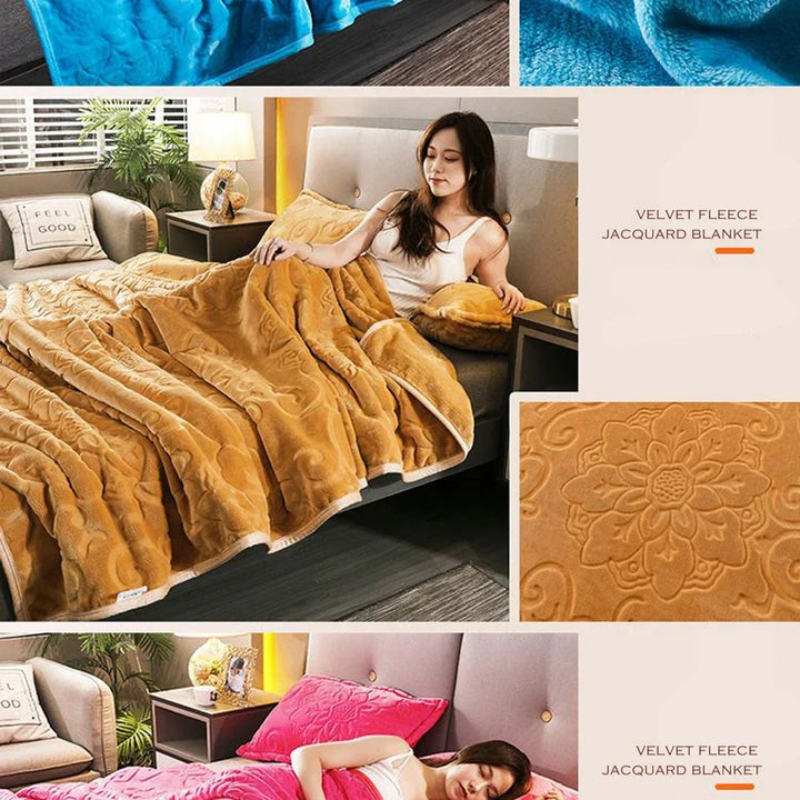 WASART Winter warm velvet fleece jacquard blanket extra large soft sofa throw blanket fluffy microfiber thick bed sheet textile