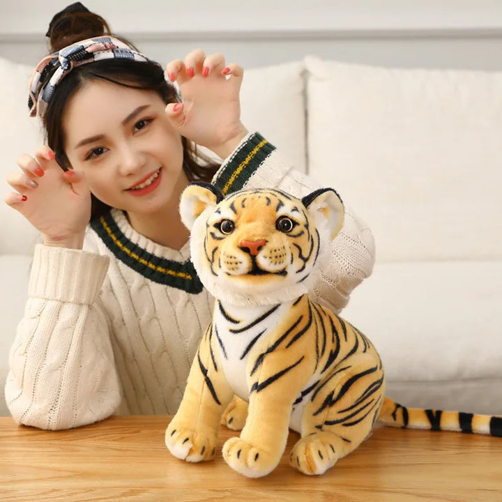 23cm Simulation Baby Tiger Plush Toy Stuffed Soft Wild Animal Forest Tiger Pillow Dolls For Kids Boys Birthday Gift