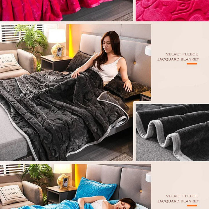 WASART Winter warm velvet fleece jacquard blanket extra large soft sofa throw blanket fluffy microfiber thick bed sheet textile