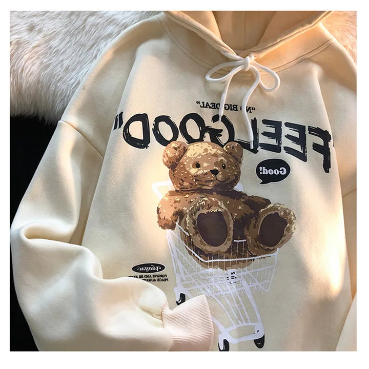 Brown Bear Men & Women Casual Oversize Hoodies Long Sleeve Pullovers Thicken Couple Hoodie Hooded Sweater Velvet Couple Clothes