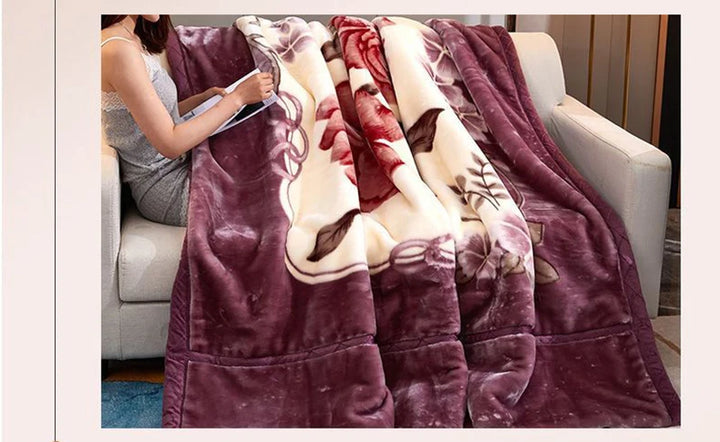 Thicken Fluffy Fleece Bedspread, Super Soft Raschel Blankets Double Layer Faux Fur Mink Throw Weighted Blankets for Beds