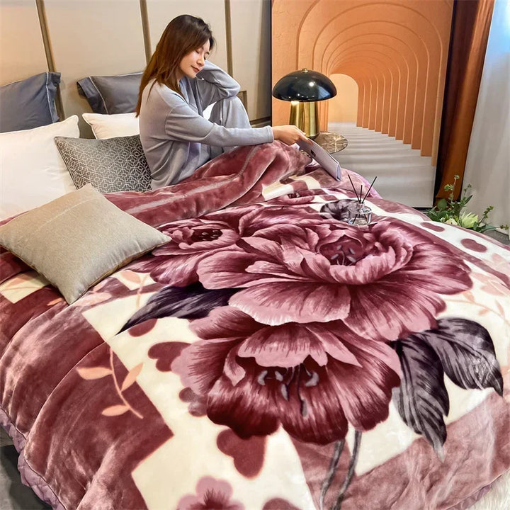 Winter Double Layers Thick Raschel Blanket Soft Warm Heavy Fluffy Throw Blankets 150x200cm Thicken Fleece Quilts Bed Blanket