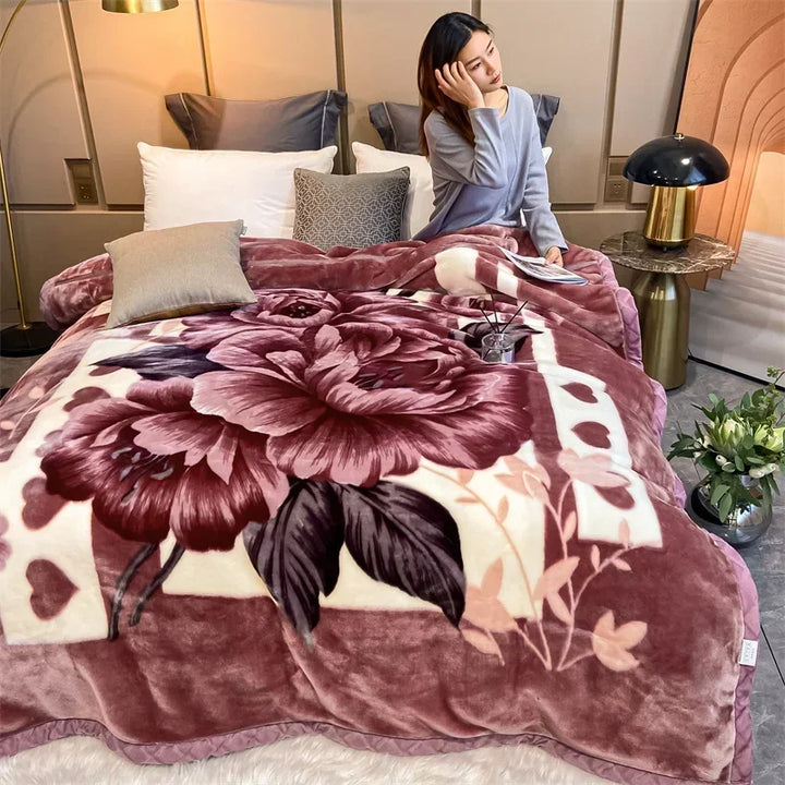 Winter Double Layers Thick Raschel Blanket Soft Warm Heavy Fluffy Throw Blankets 150x200cm Thicken Fleece Quilts Bed Blanket