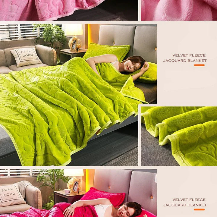 WASART Winter warm velvet fleece jacquard blanket extra large soft sofa throw blanket fluffy microfiber thick bed sheet textile