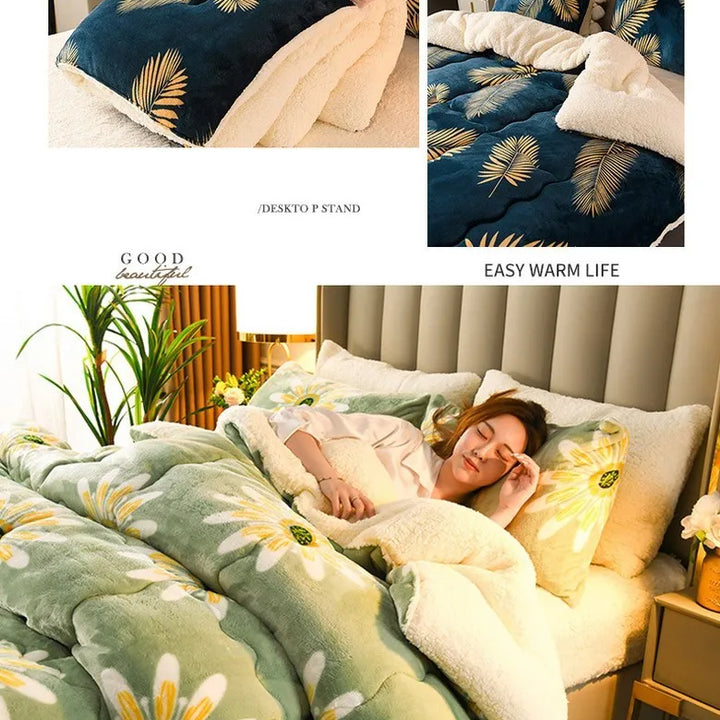 Winter Bedding Thick Quilt Blanket Thickened Warm Flannel Fleece Comforter for Cold Nights Set Bed Duvets Quilts the Blankets