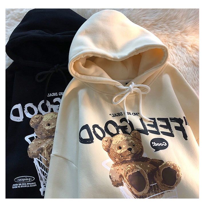 Brown Bear Men & Women Casual Oversize Hoodies Long Sleeve Pullovers Thicken Couple Hoodie Hooded Sweater Velvet Couple Clothes